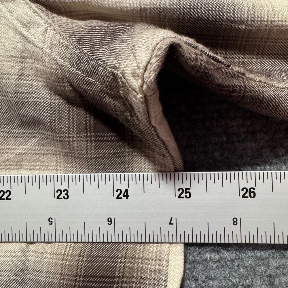 Levis Shirt Mens Boxy Large Plaid‎ Button Shirt Brown Tan Long Sleeve Cream